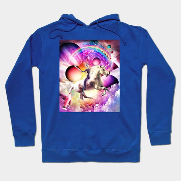 Alien Riding Unicorn in a Magical Universe Hoodie by Random Galaxy